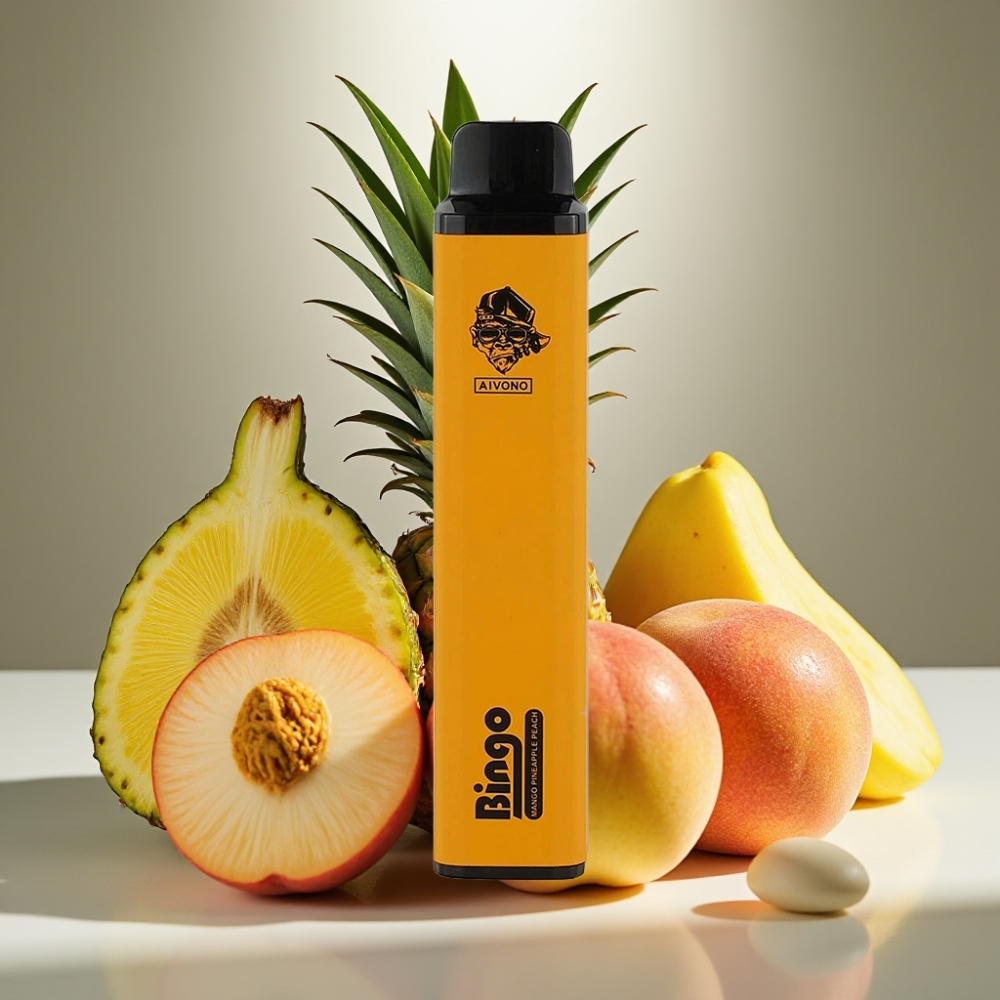 Aivono AIM BINGO 4000 Puffs Kompakts Izmērs 21×123mm Wango Ananāsu Persiku