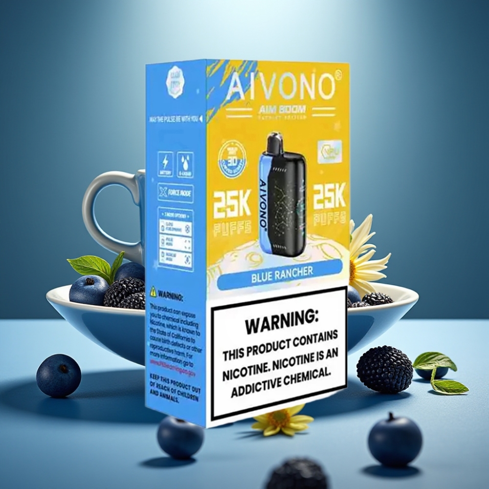 Aivono AIM BOOM 25000 Puffs Zilā Rancher 28ml E-Liquid Type-C Charging