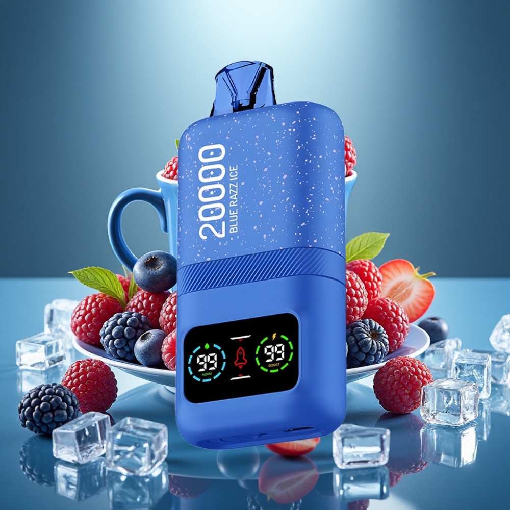 Aivono AIM MAGIC 20000 Puffs Disposable Vape Zilā aveņu ledus ar LCD displeju un Type-C uzlādi