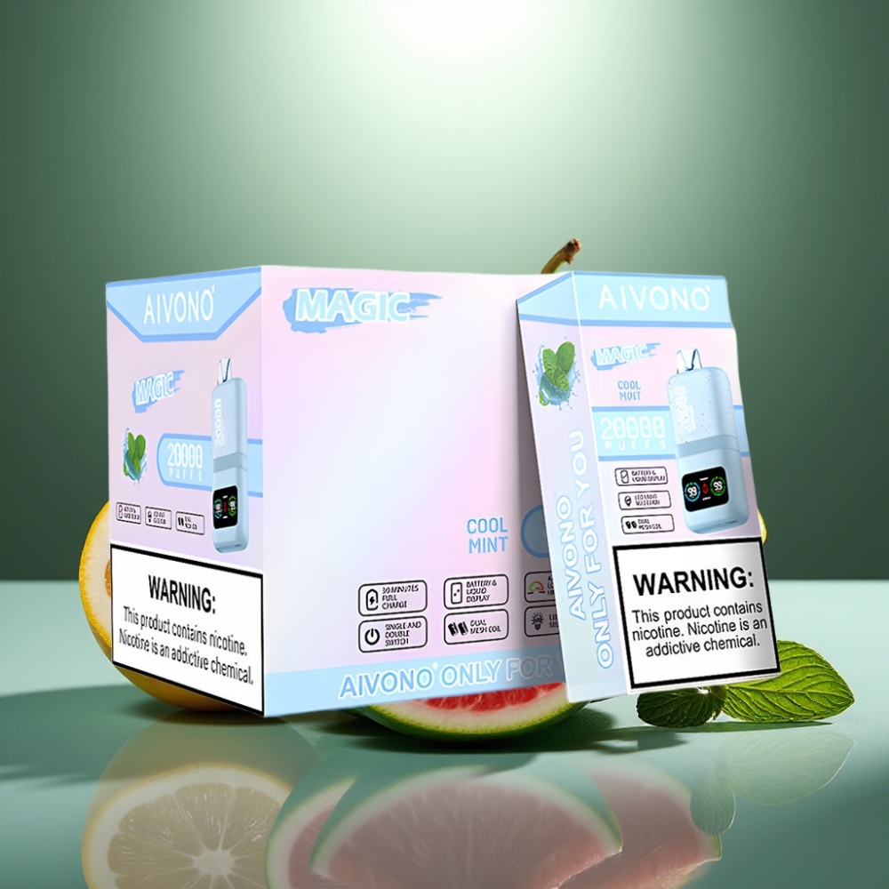 Aivono AIM MAGIC 20000 Puffs Dual Mesh Coils Coolmēta LCD displejs