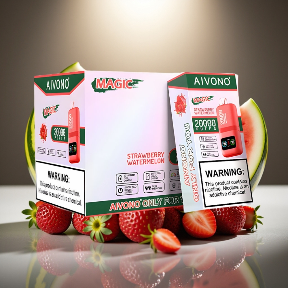 Aivono AIM MAGIC 20 000 Puffs Zemeneņu arbūza garša ar LCD displeju un Type-C uzlādi