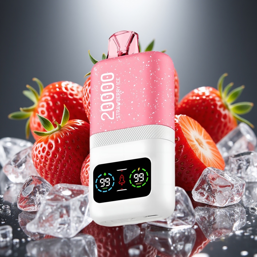 Aivono AIM MAGIC 20 000 Puffs zemeneņu ledus Disposable Vape ar LCD displeju un Type-C uzlādi