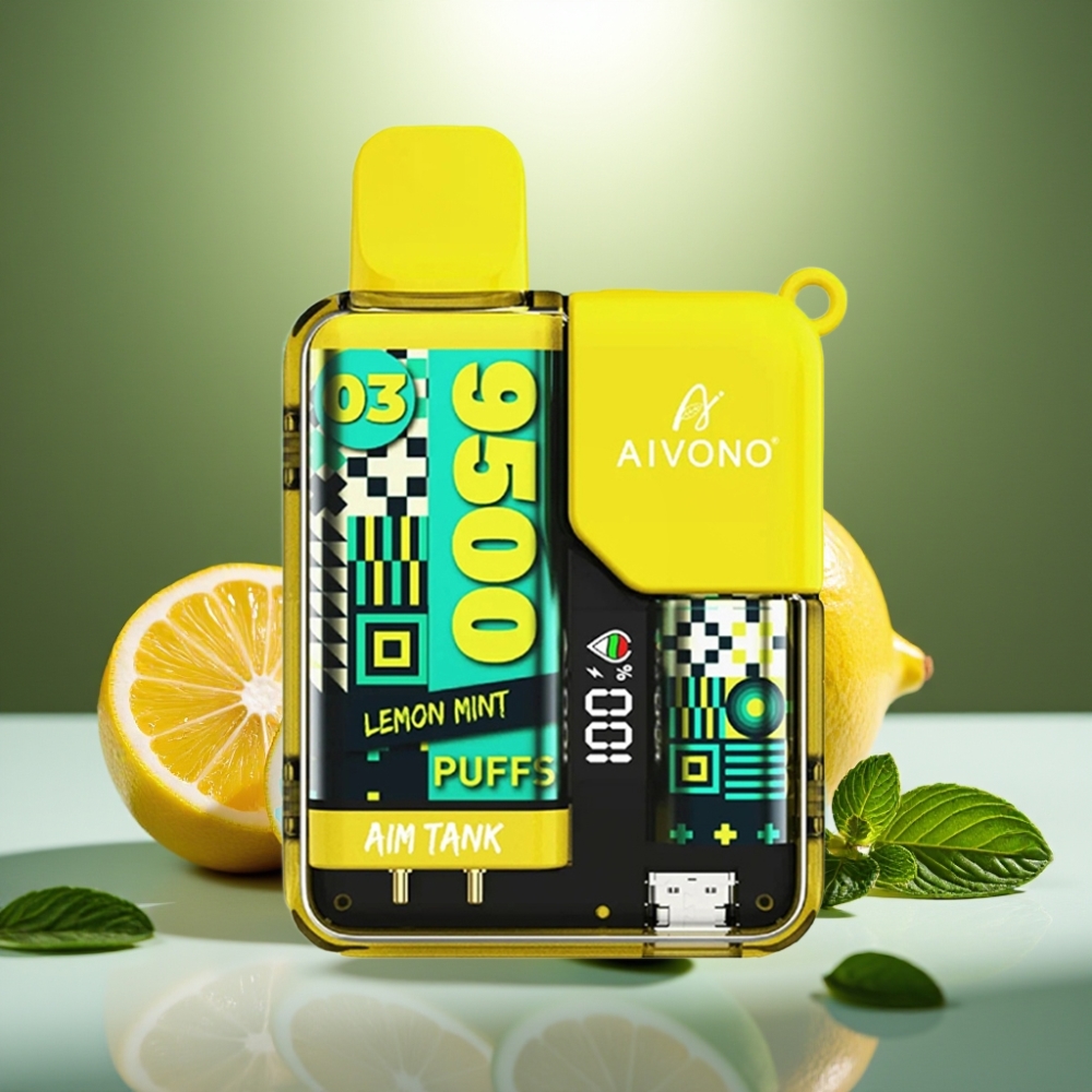 Aivono AIM-TANK 9500 Puffs 18ml Citrons Mētra LCD Disposable Vape