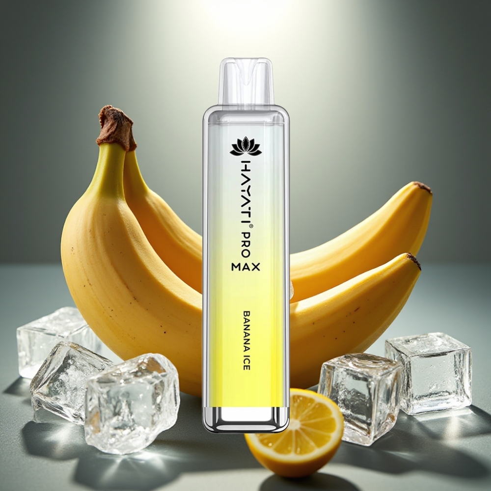 Hayati Pro Max 4000 Puffs Disposable Vape Banānu Ledus ar 1400mAh bateriju un LED gaismu