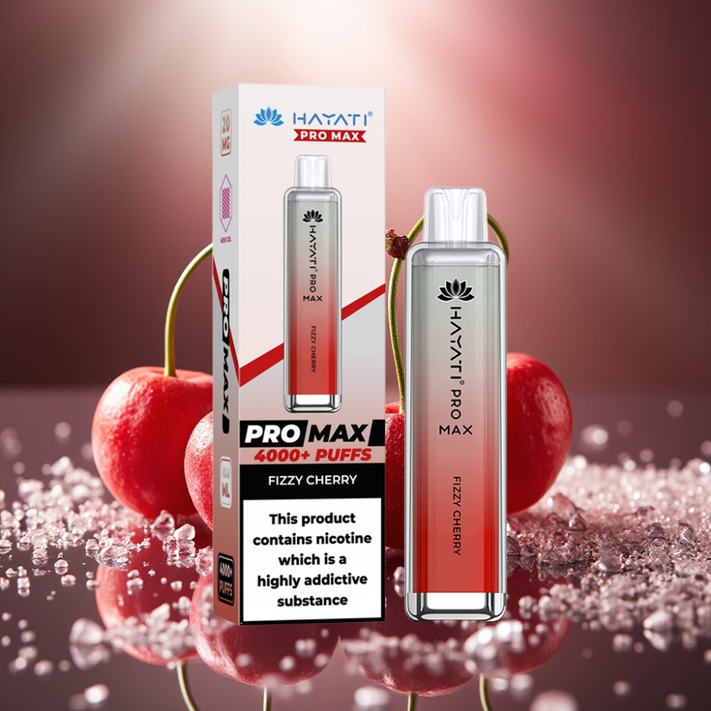 Hayati Pro Max 4000 Puffs Disposable Vape Dzidrais Ķirsis ar LED gaismu un 1400mAh bateriju