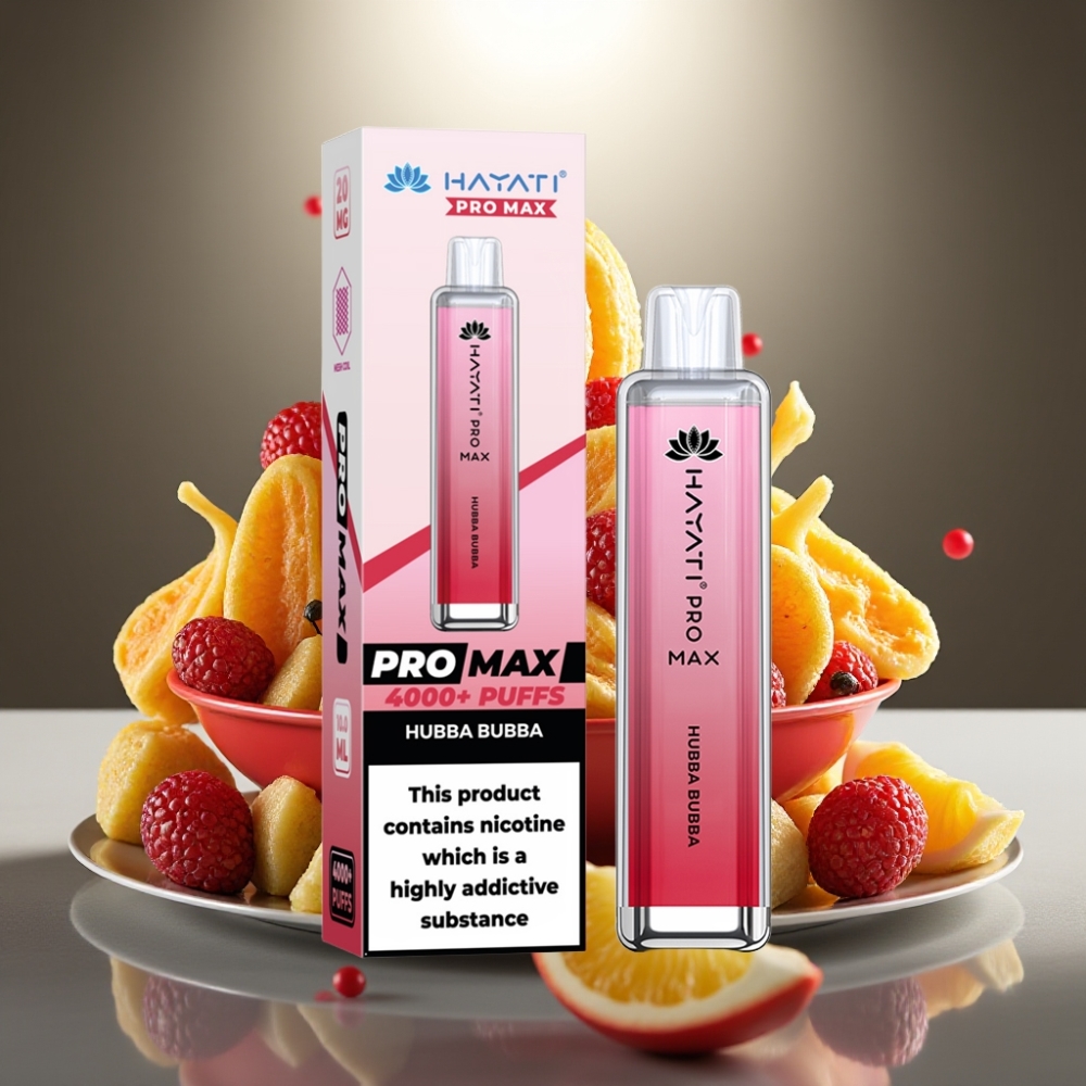 Hayati Pro Max 4000 Puffs Disposable Vape Gaismas kristāls ar Hubba Bubba garšu un 1400mAh bateriju