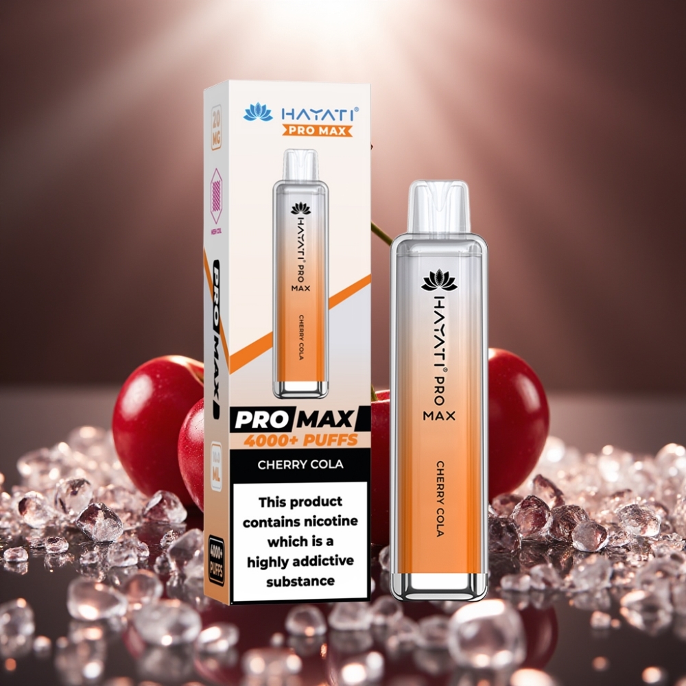 Hayati Pro Max 4000 Puffs Disposable Vape Kiršu Kola ar LED gaismu un 1400mAh bateriju