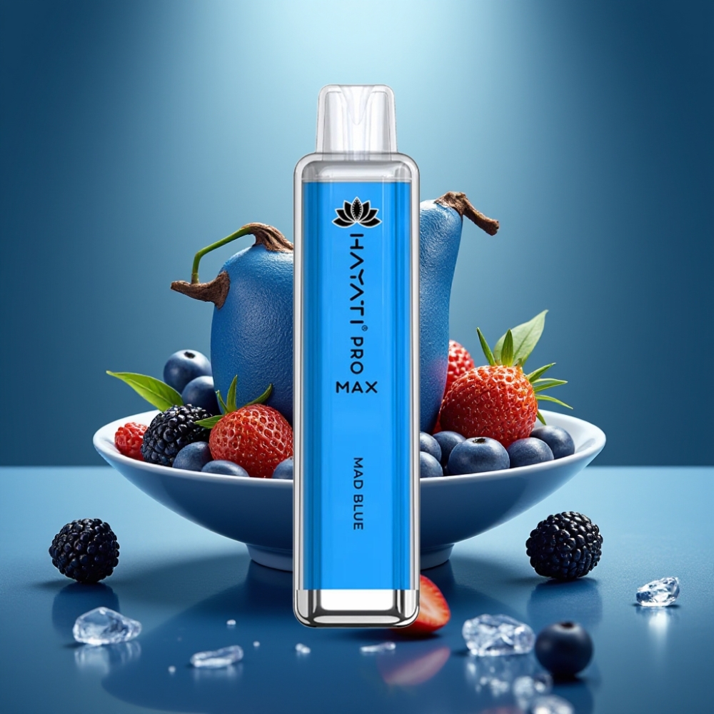 Hayati Pro Max 4000 Puffs Disposable Vape Mad Blue ar LED apgaismojumu un 1400mAh bateriju