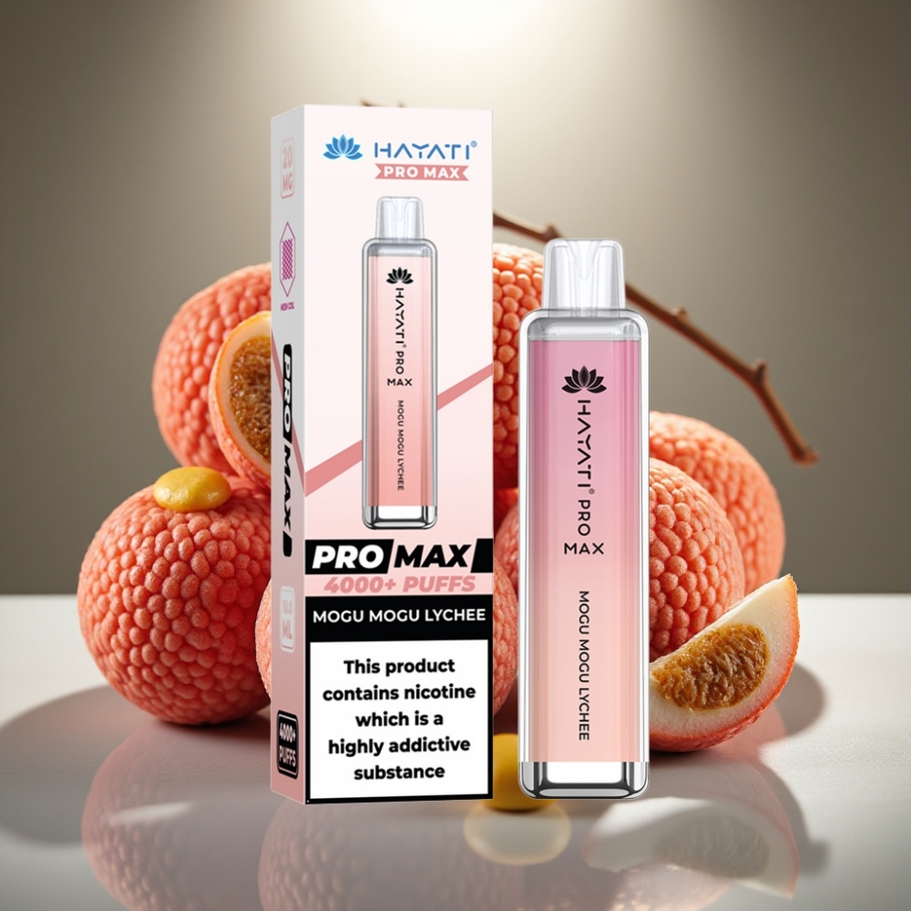 Hayati Pro Max 4000 Puffs Disposable Vape Mogu Mogu Liči ar 1400mAh akumulatoru un LED gaismu