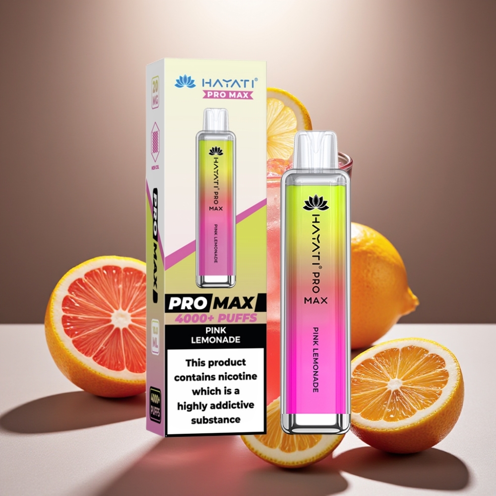 Hayati Pro Max 4000 Puffs Disposable Vape Rozes Citronādes Garša, 2ml tvertne, 1400mAh