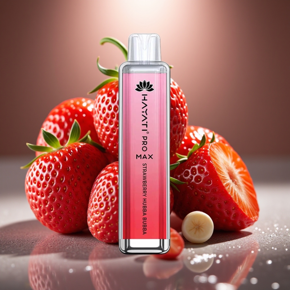 Hayati Pro Max 4000 Puffs Disposable Vape Zemenes Hubba Bubba ar LED gaismu un 1400mAh bateriju