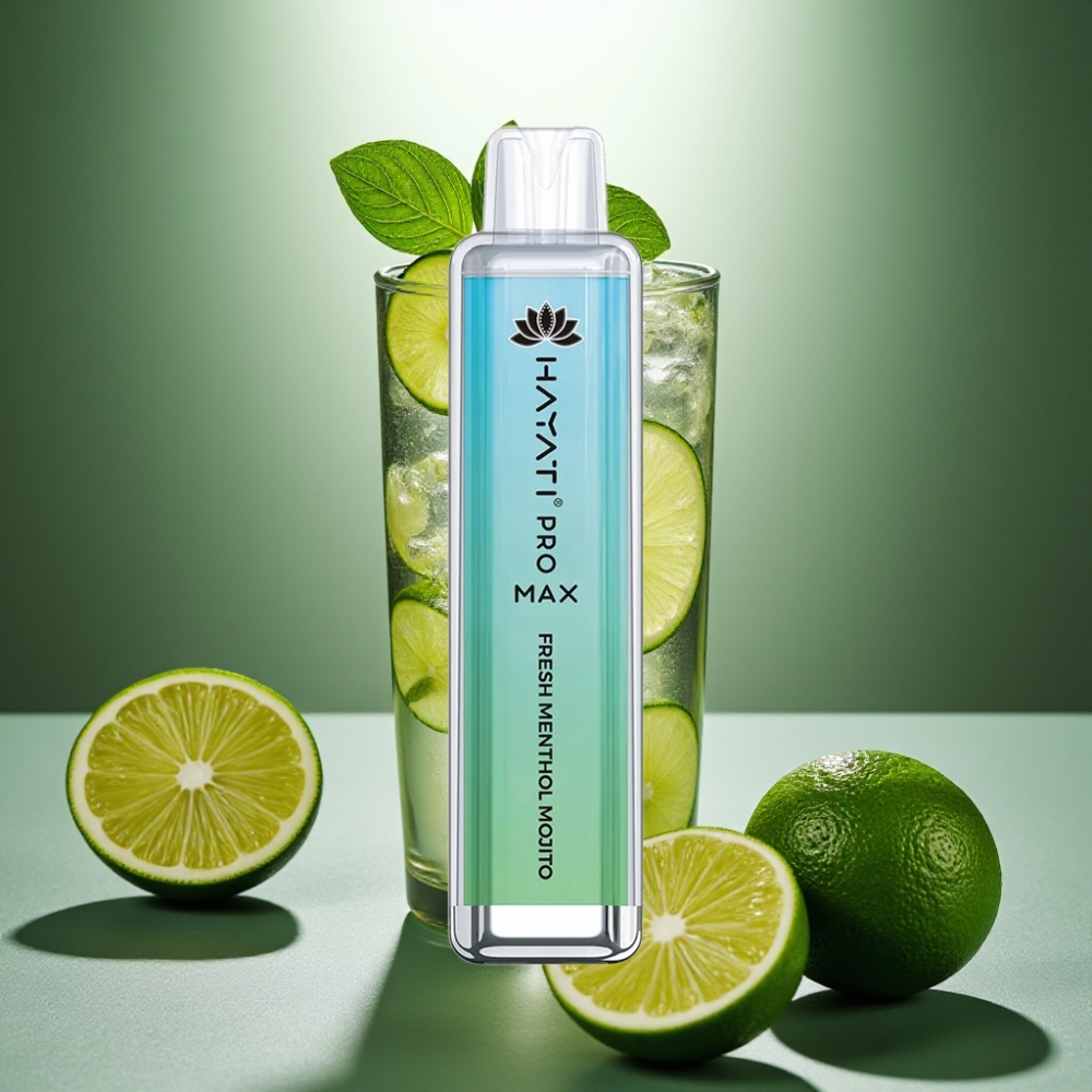 Hayati Pro Max Disposable Vape 4000 Puffs Svaigs Mentola Mojito ar LED gaismu