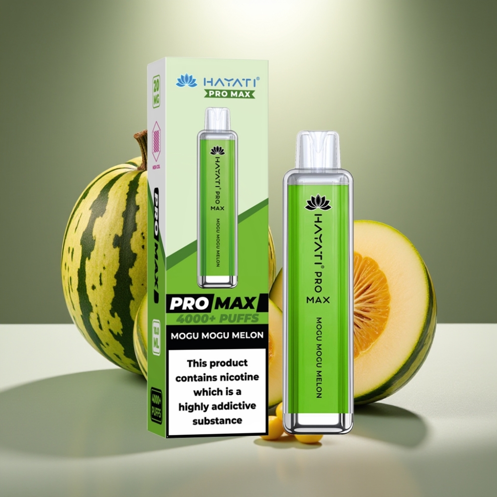 Hayati Pro Max Dual Coil 4000 Puffs Disposable Vape Mogu Mogu Melona