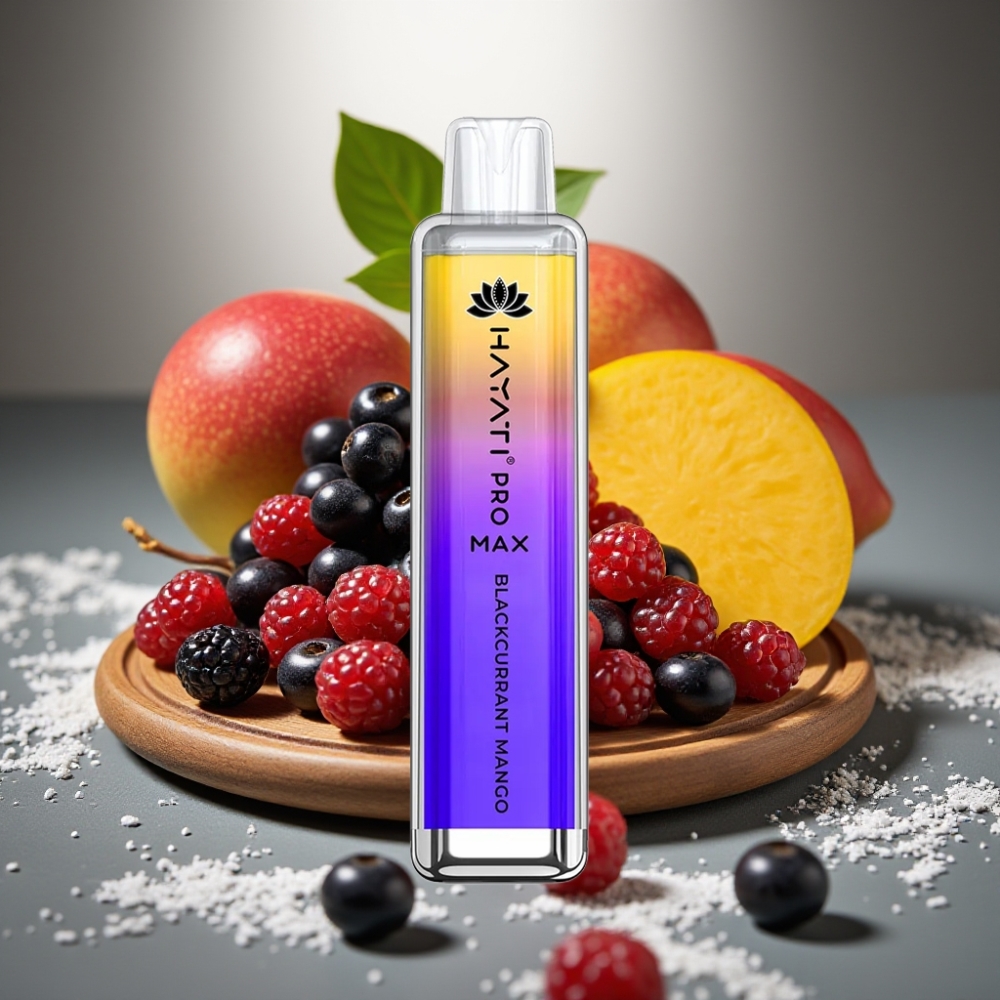 Hayati Pro Max Melnā Upene Mango 4000 Puffs Disposable Vape ar LED Gaismu