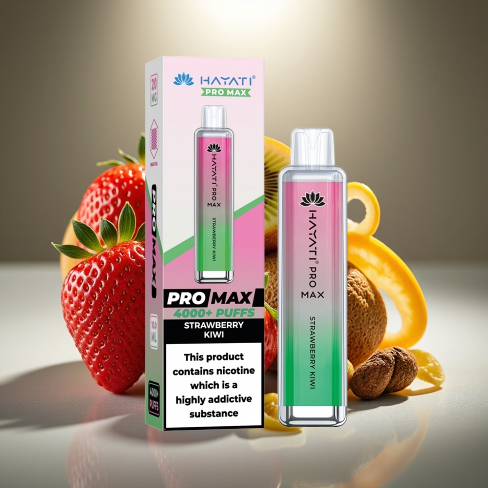 Hayati Pro Max Zemeņu-Kiwi Disposable Vape 4000 Puffs ar LED Gaismu