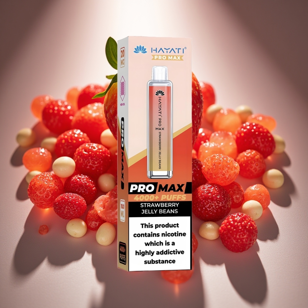 Hayati Pro Max Zemeņu Želejas 4000 Puffs Disposable Vape Dual Mesh Coil