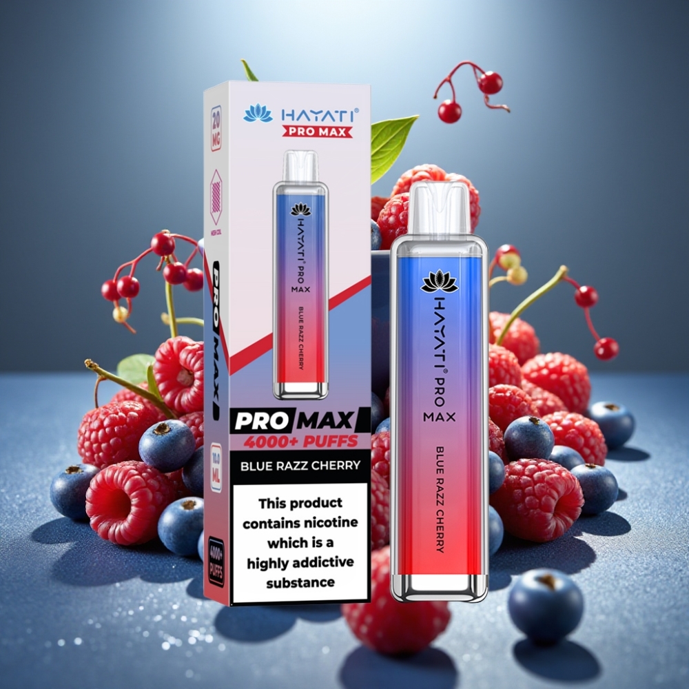 Hayati Pro Max Zilā Aveņu Ķiršu Disposable Vape 4000 Puffs 1400mAh