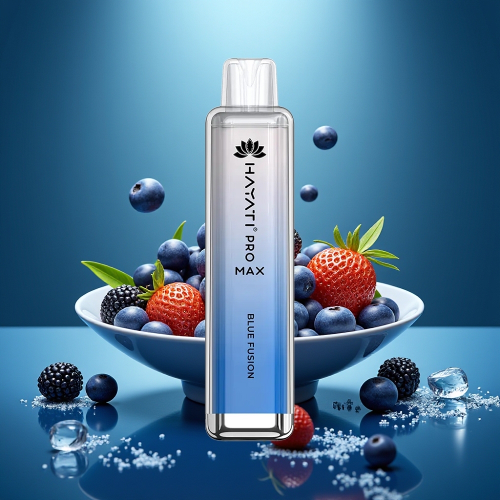 Hayati Pro Max Zilā Fūzija 4000 Puffs Disposable Vape ar LED gaismu