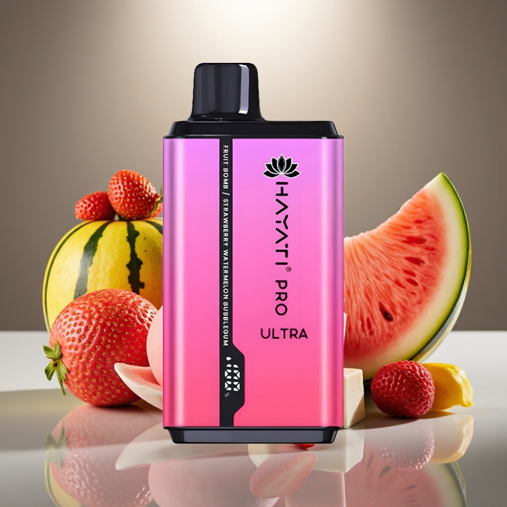 Hayati Pro Ultra 15000 Puffs Augļu Bumba Zemeņu Arbūsā Burbuļgumā Disposable Vape 2×12ml 2%