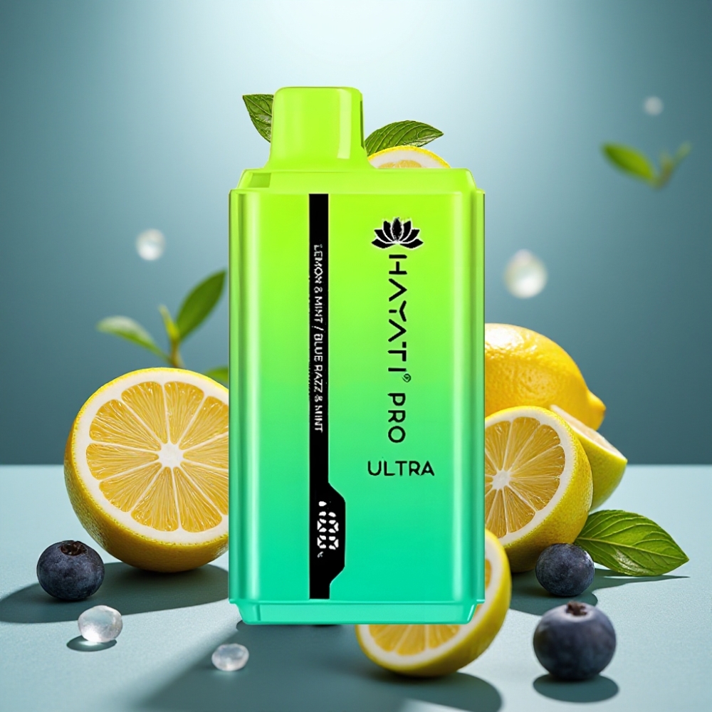 Hayati Pro Ultra 15000 Puffs Citrons & Mētra Zilā Aveņu & Mētra 2×12ml 2%