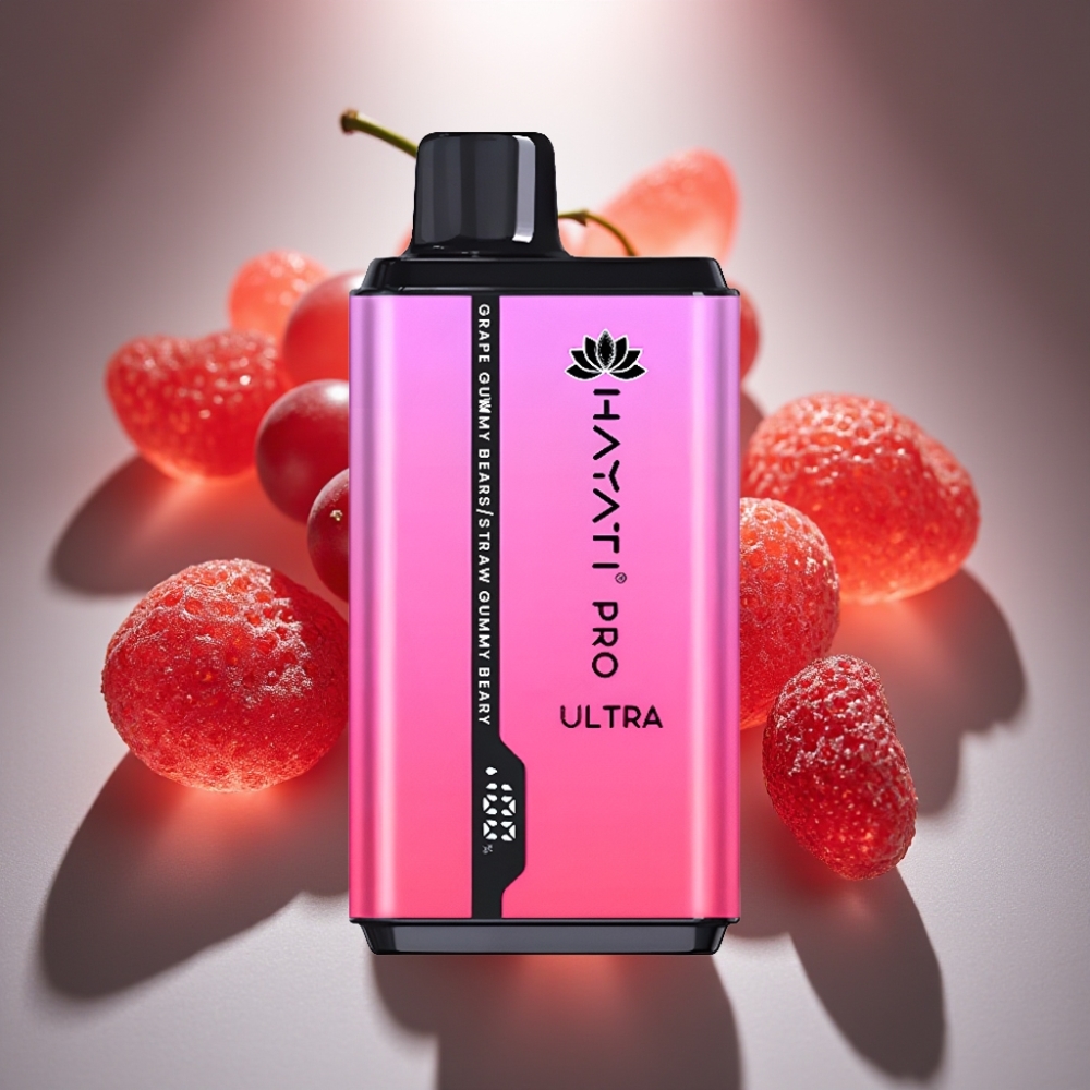 Hayati Pro Ultra 15000 Puffs Disposable Vape Vīnogu Gumijlāču Zemeņu Gumijlācis 2×12ml 2%