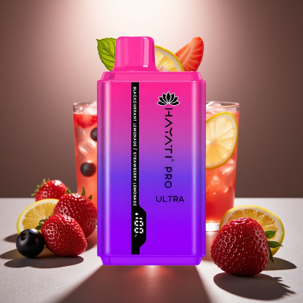 Hayati Pro Ultra 15000 Puffs Melnojoņu Citronādes Zemeņu Citronāde 2×12ml 2%