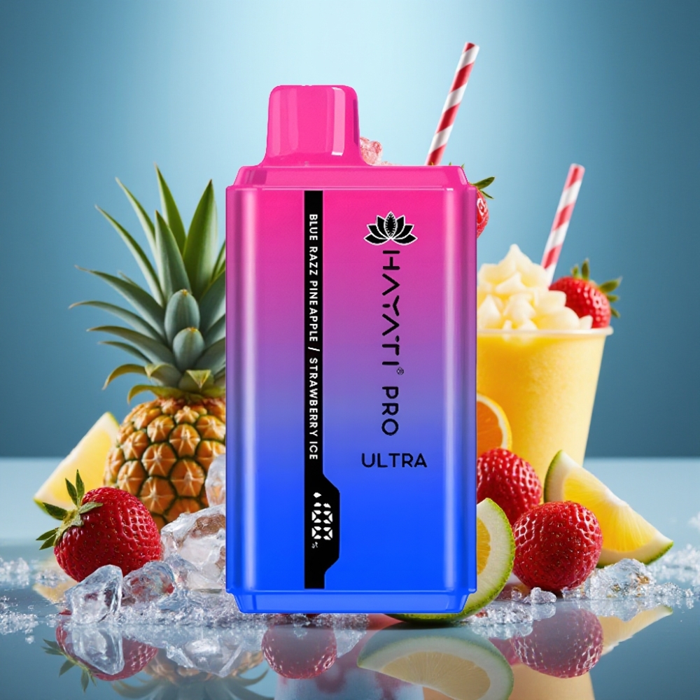 Hayati Pro Ultra 15000 Puffs Zilā Aveņu-Ananāsu-Zemenju Ledus Disposable Vape