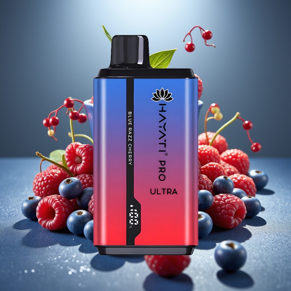 Hayati Pro Ultra 15000+ Puffs Zilā Aveņu Ķiršu Disposable Vape