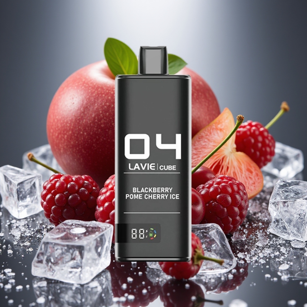 Lavie Cube 20000 Puffs Disposable Vape 28ML Melnā Oga Pomerancs Ķiršu Ledus