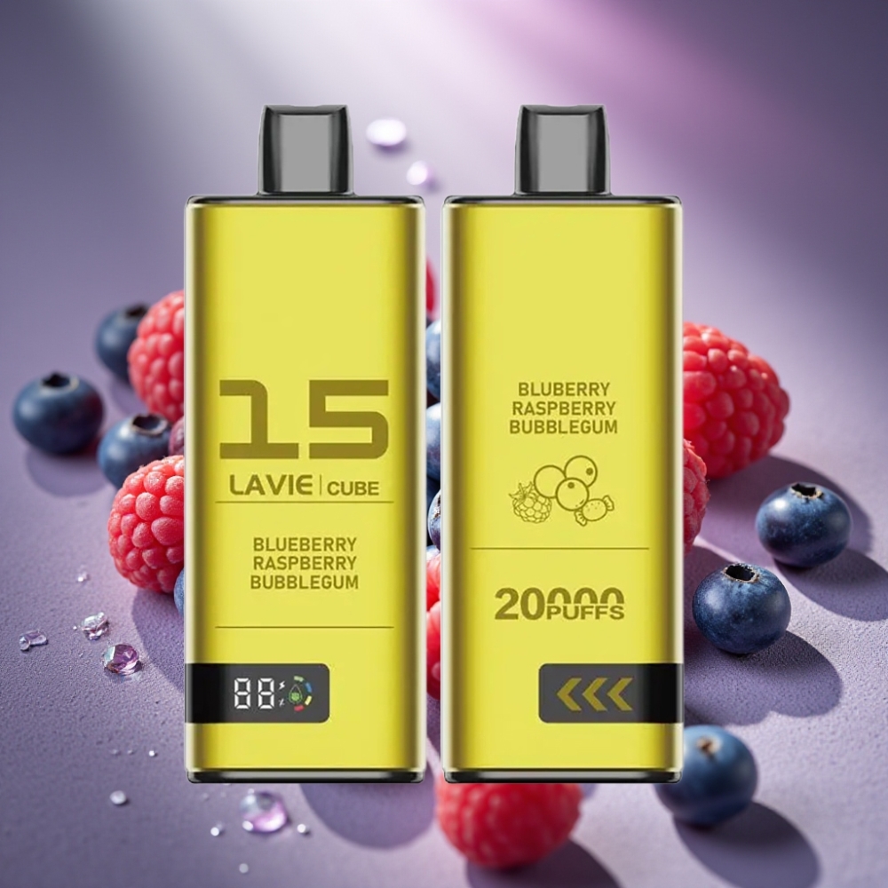 Lavie Cube 20000 Puffs Disposable Vape Zilā Aveņu Avenes Bubblegum 28ML