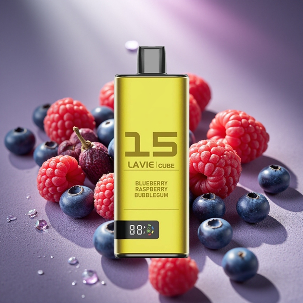 Lavie Cube 20000 Puffs Disposable Vape Zilā Aveņu Avenes Bubblegum 28ML