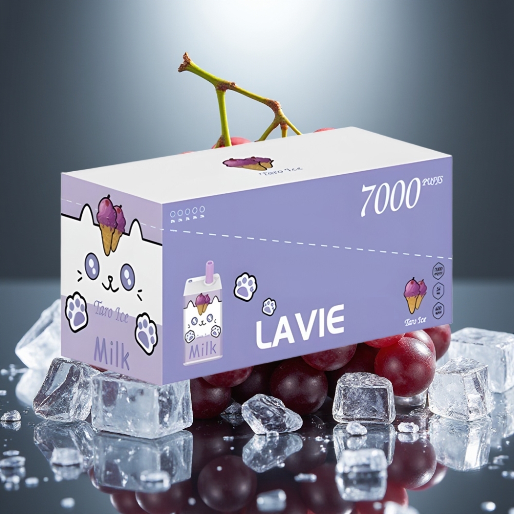 LAVIE Milk 7000 Puffs Disposable Vape Vīnogu Ledus ar 16ML e-šķidruma un Type C uzlādi