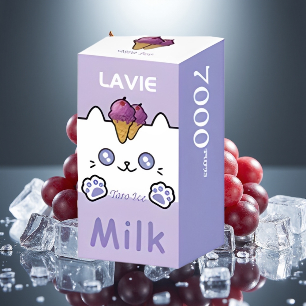 LAVIE Milk 7000 Puffs Disposable Vape Vīnogu Ledus ar 16ML e-šķidruma un Type C uzlādi