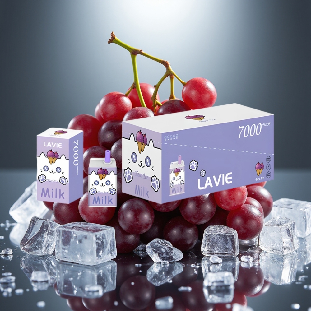 LAVIE Milk 7000 Puffs Disposable Vape Vīnogu Ledus ar 16ML e-šķidruma un Type C uzlādi
