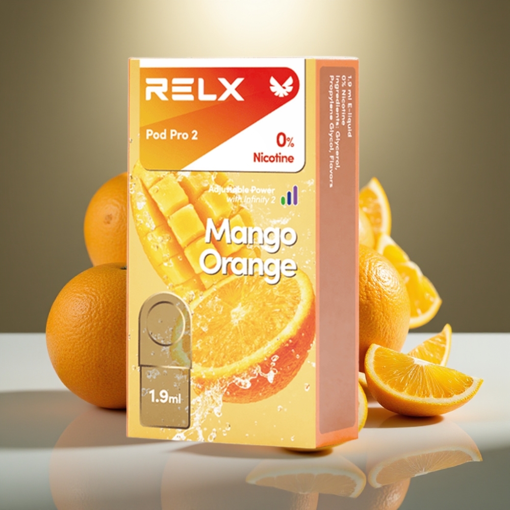 RELX Pod Pro 2 0% Mangos Apelsīns 600 puffs 1.9ml 3 voltage
