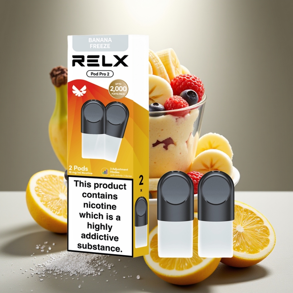 RELX Pod Pro 2 1.8% Nikotīns 600 Iztukšojumi Dessert-Banānu Saldējums