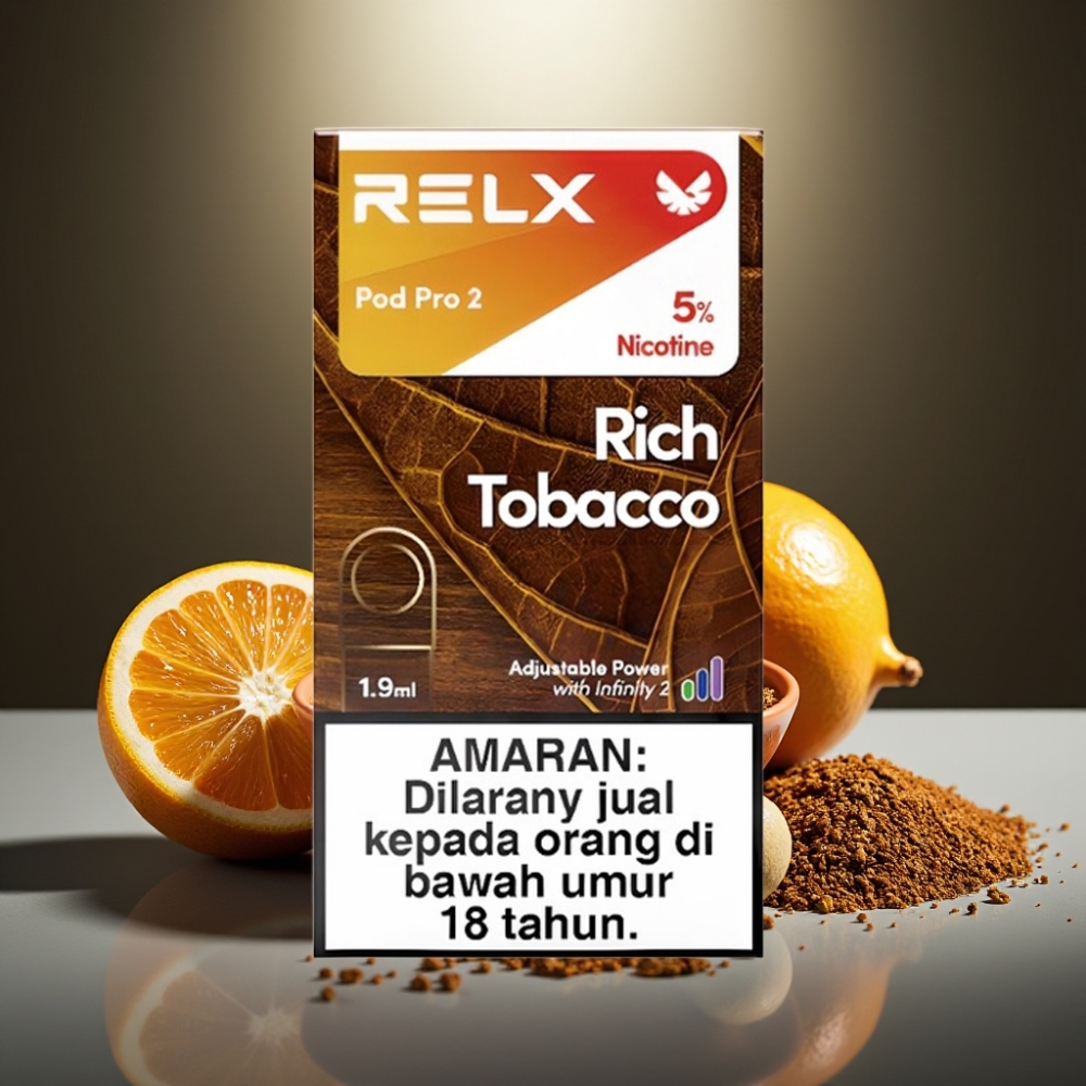 RELX Pod Pro 2 Vape Device Nicotine 5% Sātīgais Tabaka 1.9ml 600 puffs 3 Voltage Modes