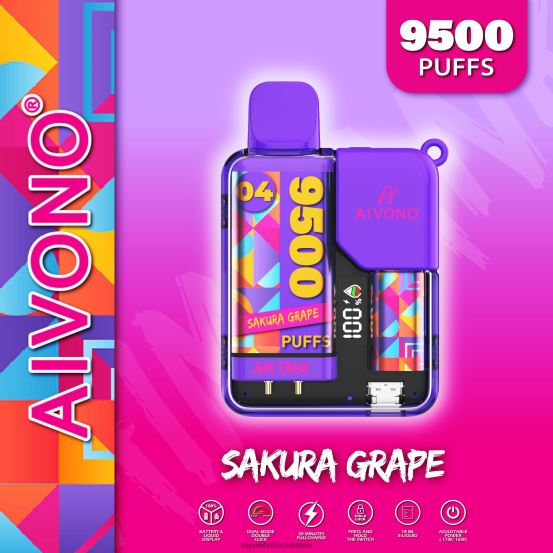 Electronic Cigarette Wholesale Supplier - Aivono AIM TANK 9500 sakuras vīnogas VZTB636