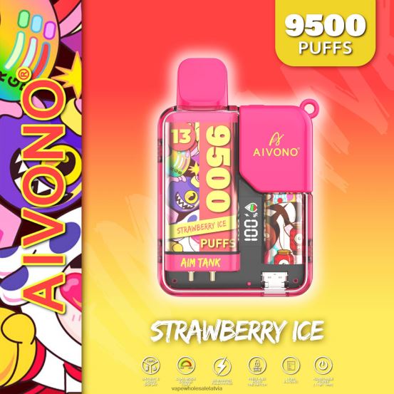 Electronic Cigarette Wholesalers Europe - Aivono AIM TANK 9500 zemeņu ledus VZTB638