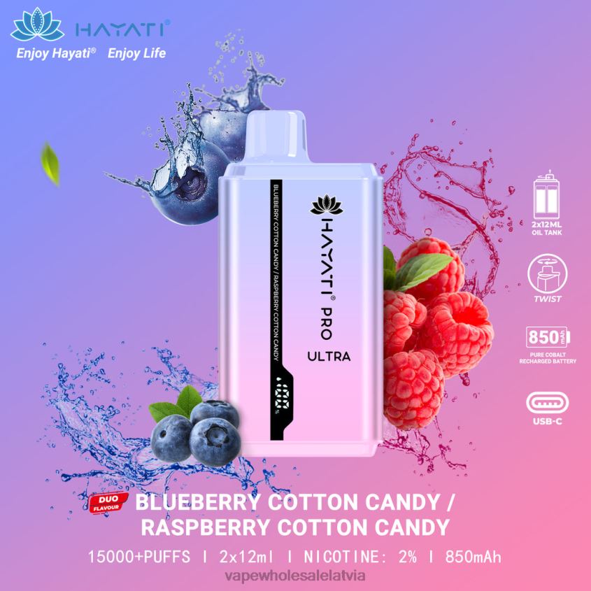 crystal elektroniskā cigarete 26662225 melleņu vati/aveņu vati Hayati Pro Ultra