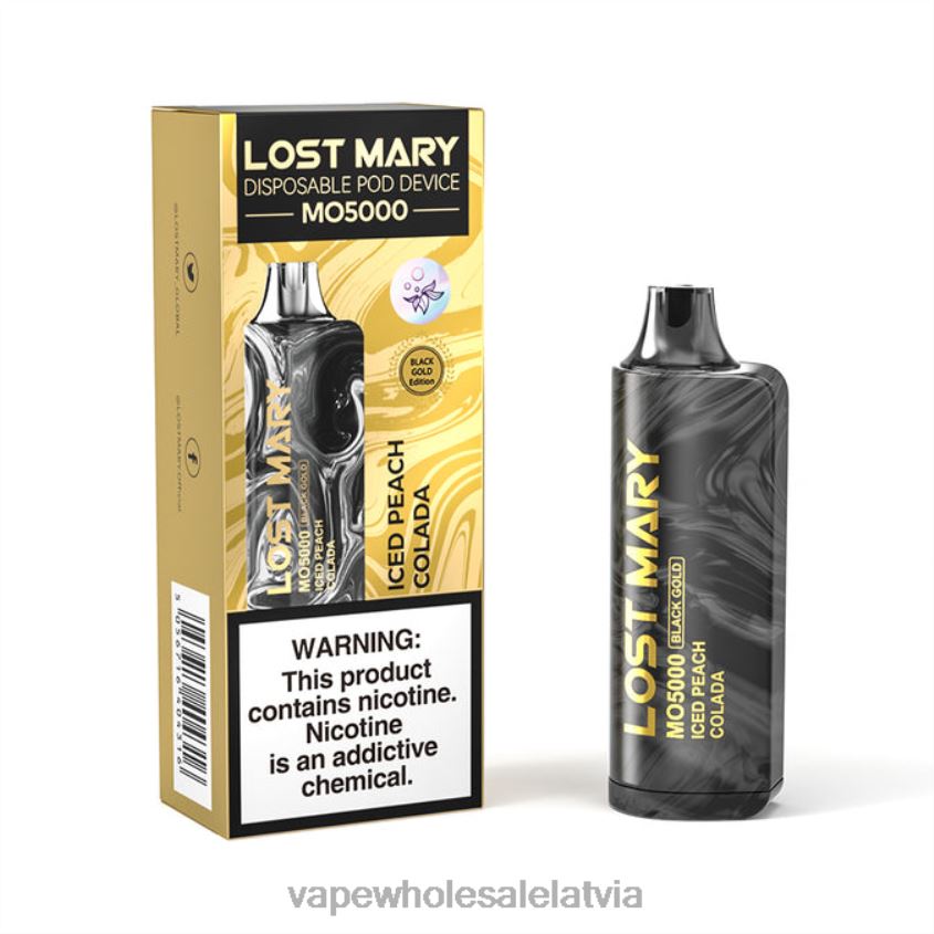 crystal elektroniskā cigarete 26662345 ledus persiku kolāda LOST MARY MO5000 melnais zelts 10ml