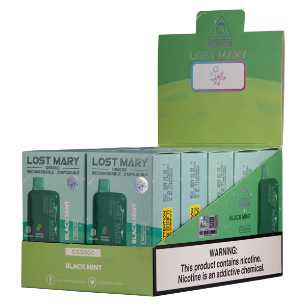 kiwi elektroniskā cigarete 26662106 melnā piparmētra LOST MARY OS5000