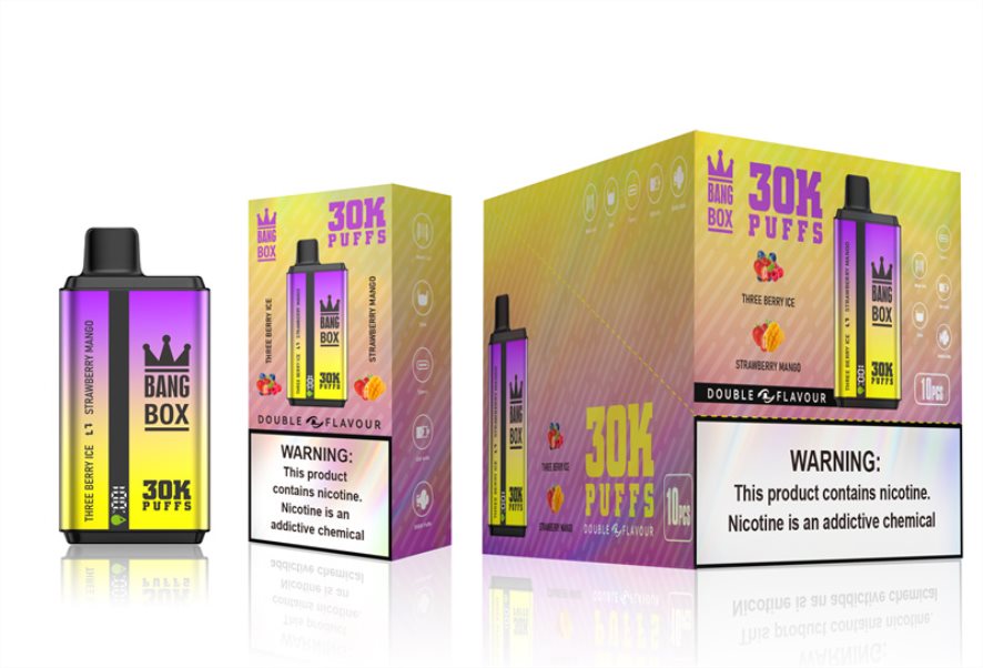 Electronic Cigarette Wholesale Supplier - Bang Box 30 000 uzpūtienu dubultās garšas trīs ogu ledus un zemeņu mango 862V0867