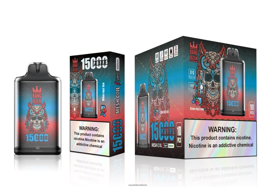 Electronic Cigarette Wholesalers Europe - Bang Box s1-15000 uzpūtienu zils razz ledus 862V08108