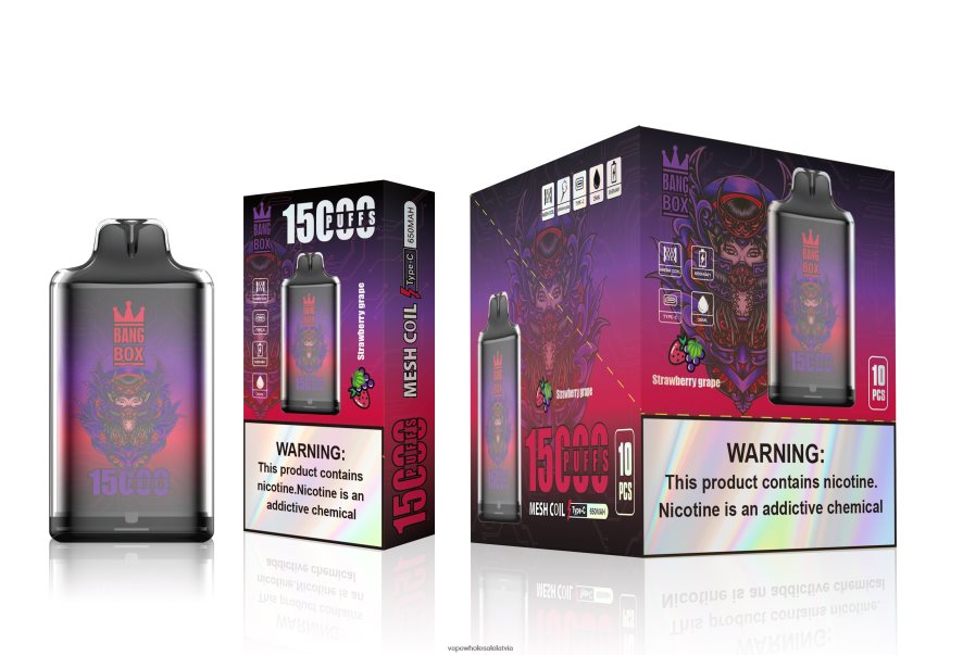 Elektroniskā Cigarete Kubik - Bang Box s1-15000 uzpūtienu zemeņu vīnogas 862V08111
