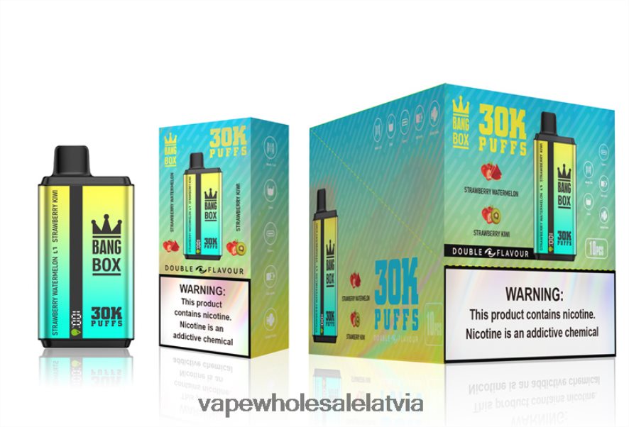 Vape Wholesale Latvia - Bang Box 30 000 uzpūtienu dubultās garšas zemeņu arbūzs un zemeņu kivi 862V0864