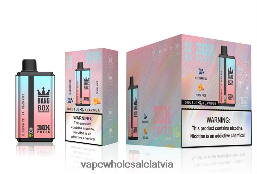 Vape Wholesale Supplier - Bang Box 30 000 uzpūtienu dubultās garšas melleņu ledus un persiku sula 862V0863