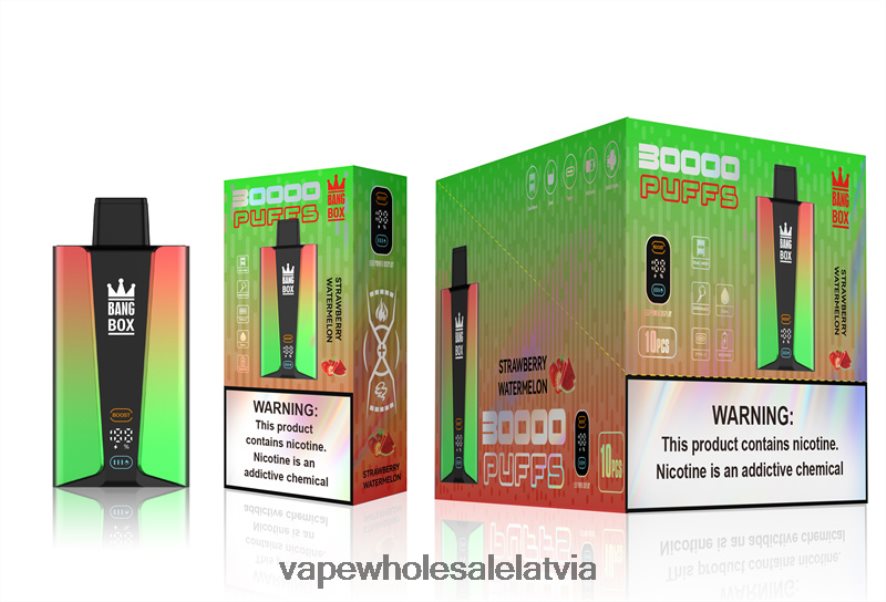 Vienreizējās Lietošanas Vape - Bang Box 30 000 uzpūtienu viedais ekrāns zemeņu arbūzs 862V0875