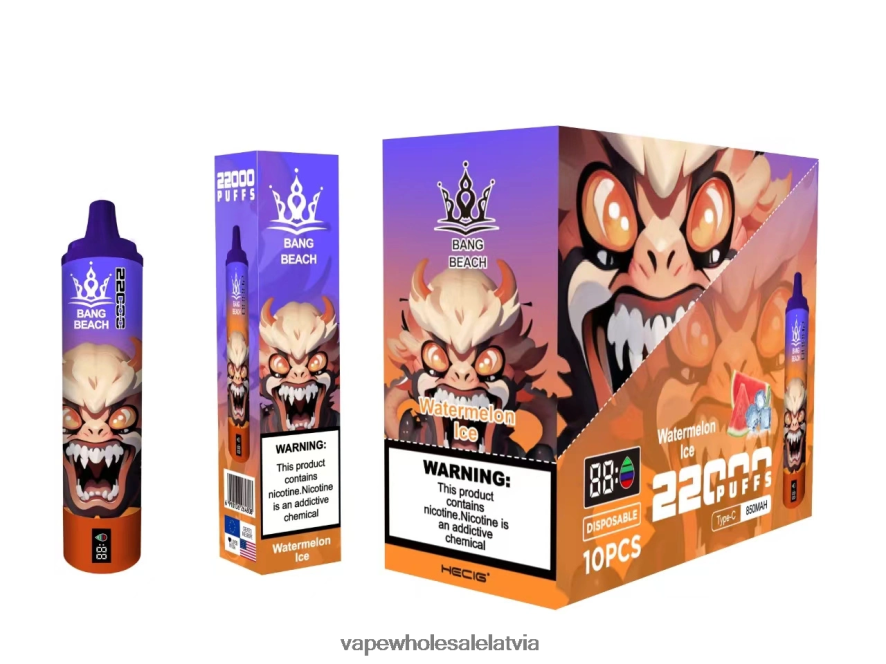 Electronic Cigarette Wholesale - Bang Beach 22000 uzpūtienu viedais ekrāns arbūzu ledus 862V0822