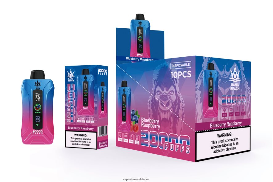 Electronic Cigarette Wholesalers Europe - Bang Beach 20 000 uzpūtienu viedā ekrāna vape melleņu avenes 862V0812